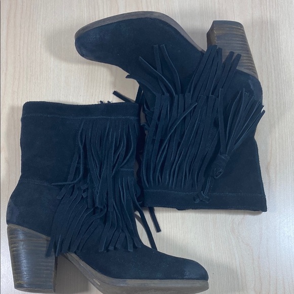 Denim & Supply Ralph Lauren Black Heeled Fringe Boots - Picture 4 of 8